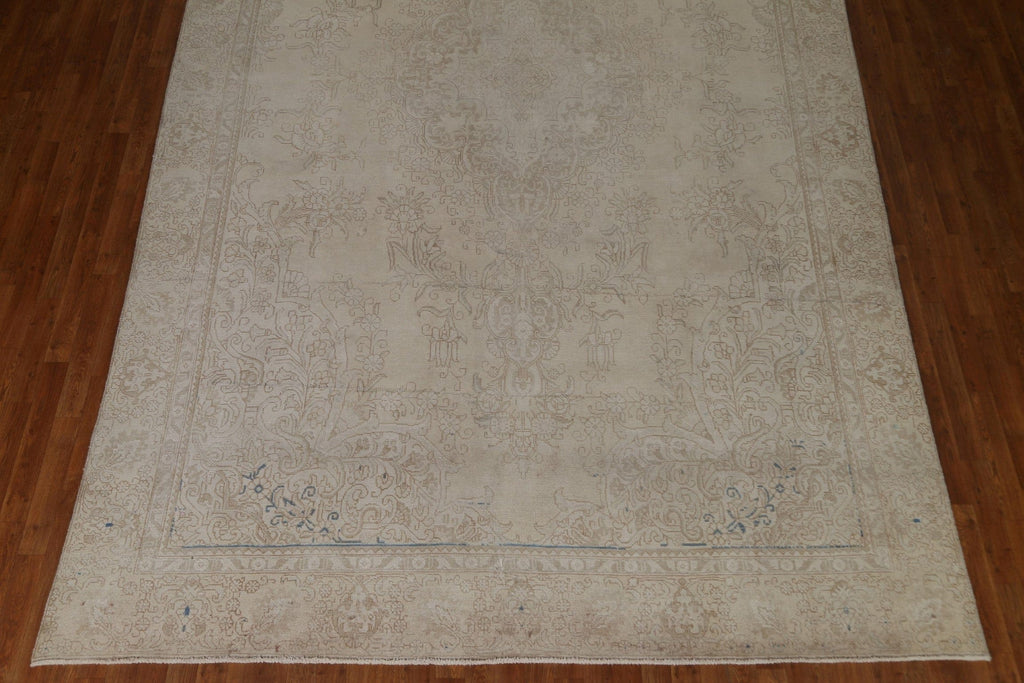 Distressed Muted Tabriz Persian Area Rug 9x15