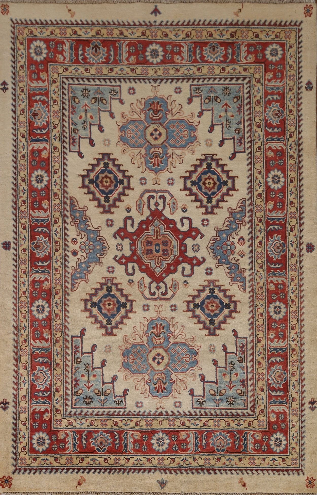 Geometric Kazak Oriental Area Rug 4x6