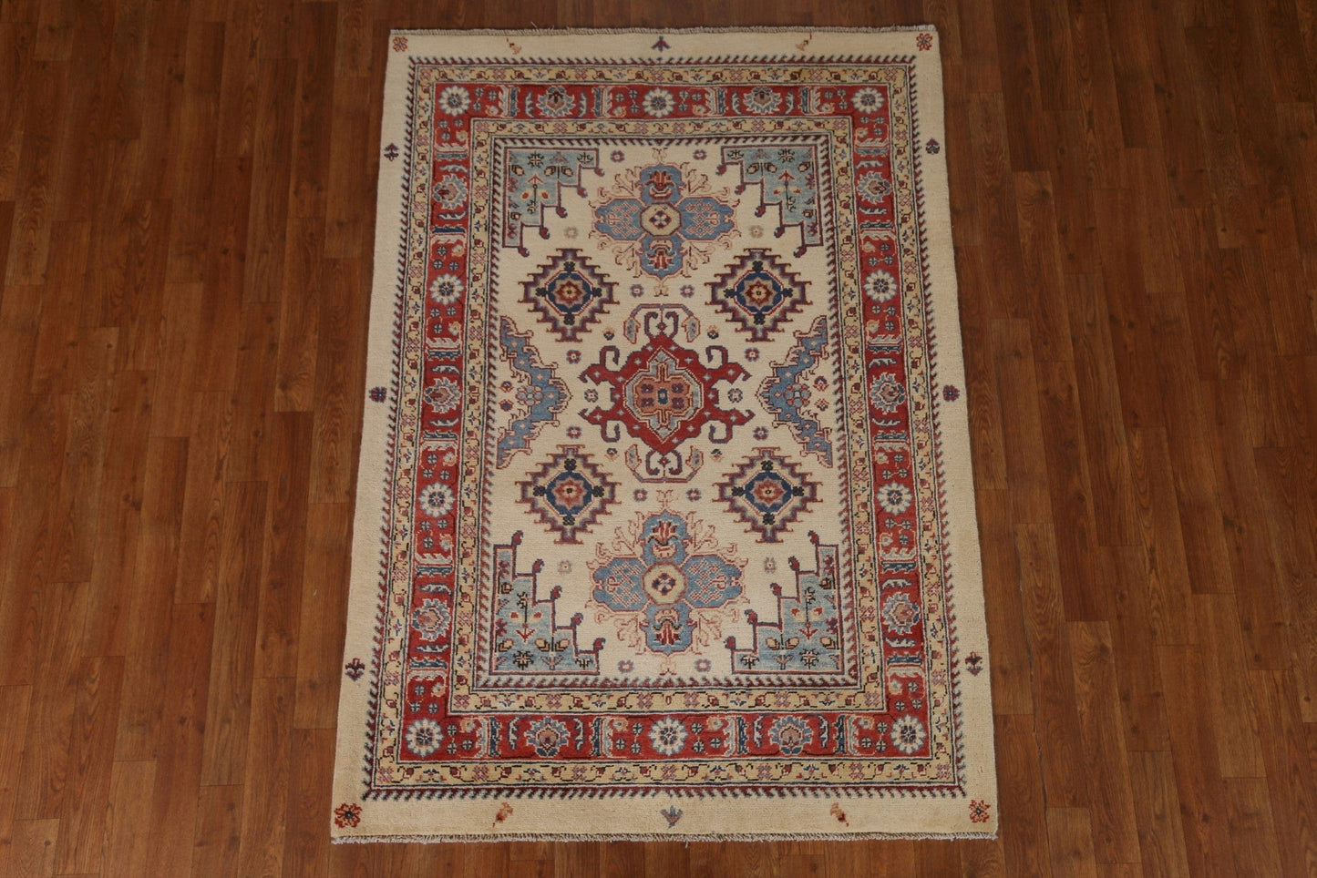 Geometric Kazak Oriental Area Rug 4x6