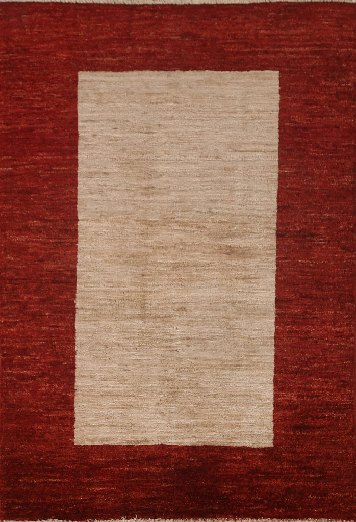 Modern Gabbeh Kashkoli Hand-Knotted Wool Rug 3x4