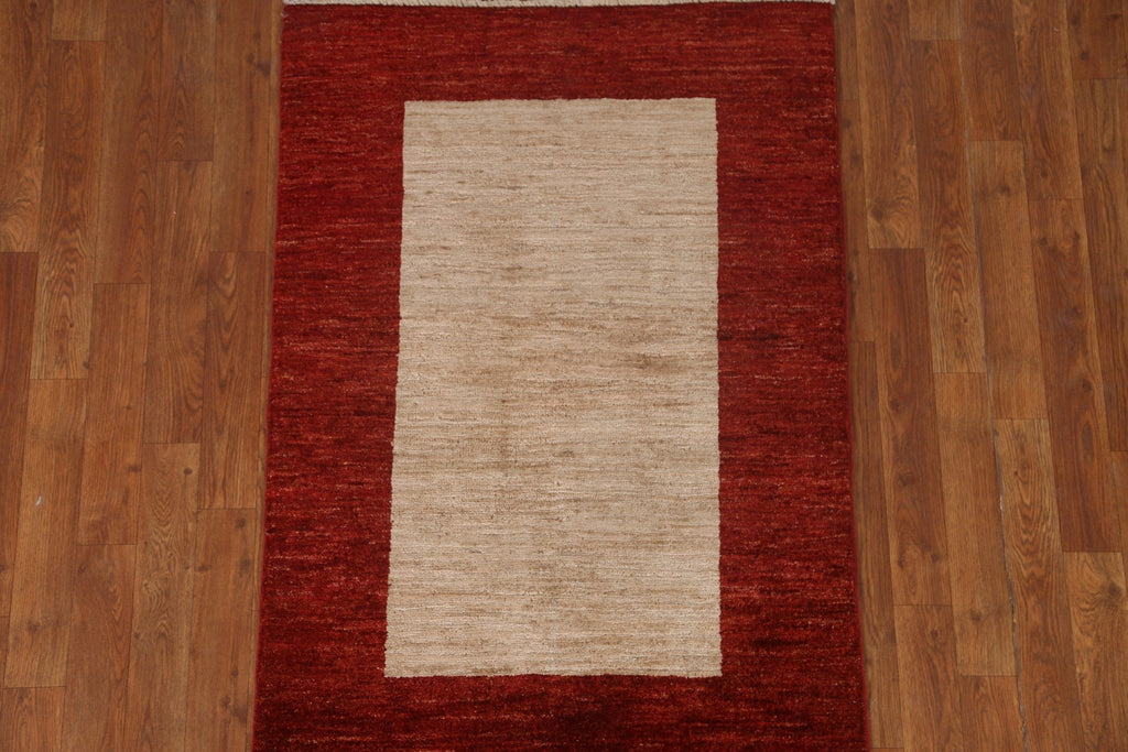 Modern Gabbeh Kashkoli Hand-Knotted Wool Rug 3x4