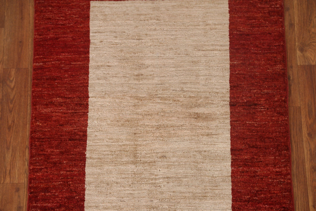 Modern Gabbeh Kashkoli Hand-Knotted Wool Rug 3x4