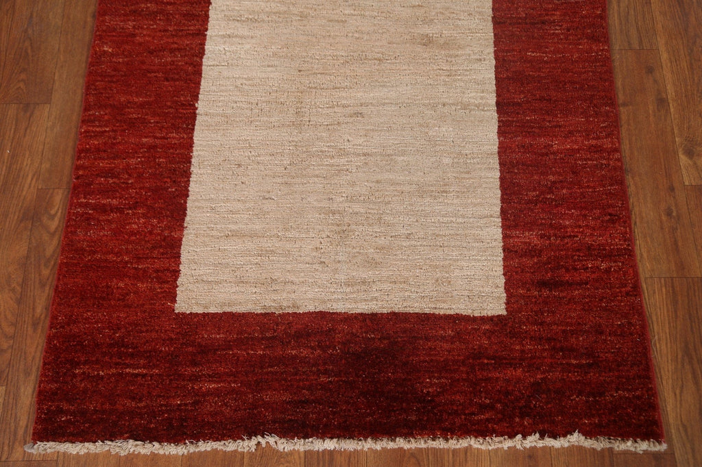 Modern Gabbeh Kashkoli Hand-Knotted Wool Rug 3x4