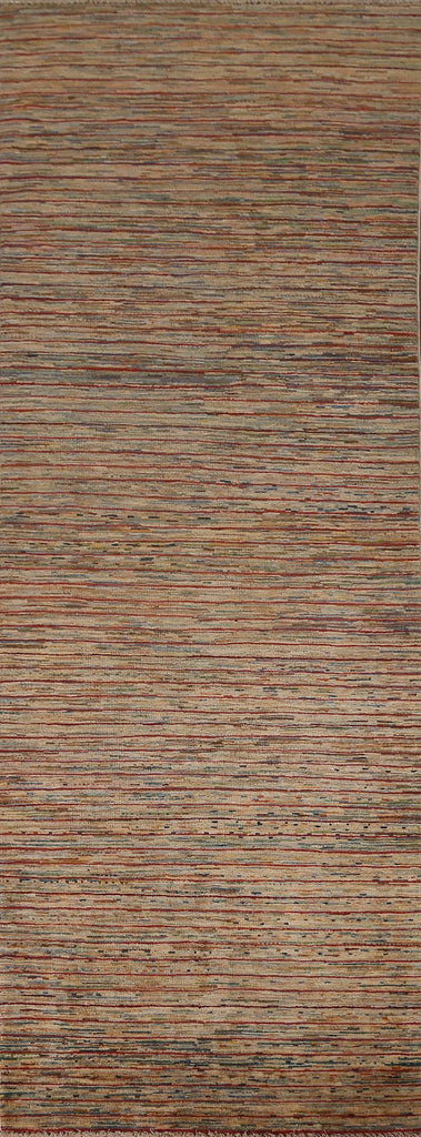 Striped Gabbeh Kashkoli Oriental Runner Rug 3x9