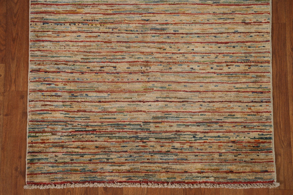 Striped Gabbeh Kashkoli Oriental Runner Rug 3x9