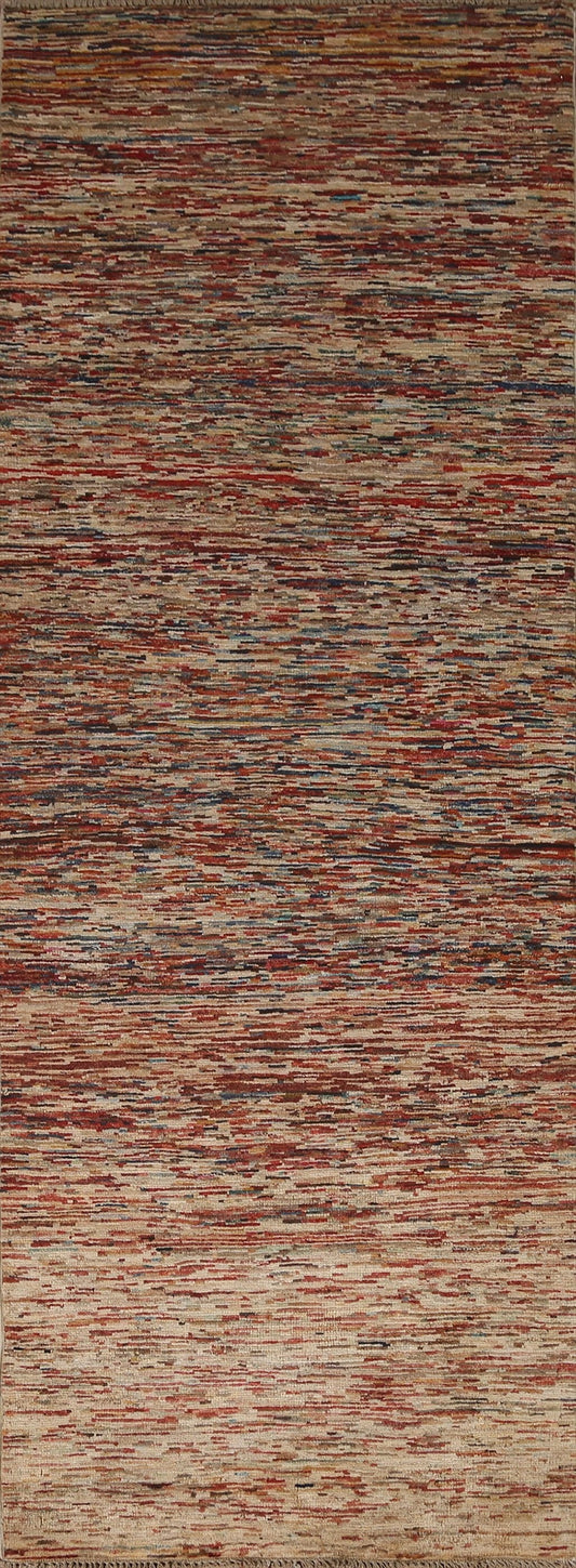 All-Over Gabbeh Kashkoli Striped Runner Rug 3x8