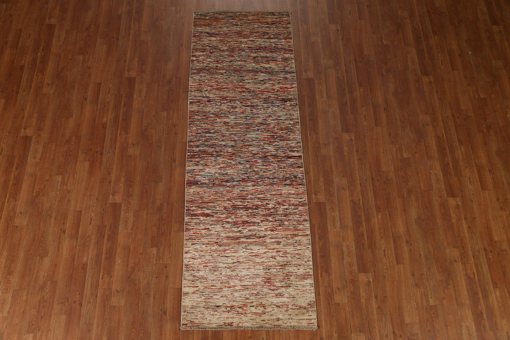 All-Over Gabbeh Kashkoli Striped Runner Rug 3x8