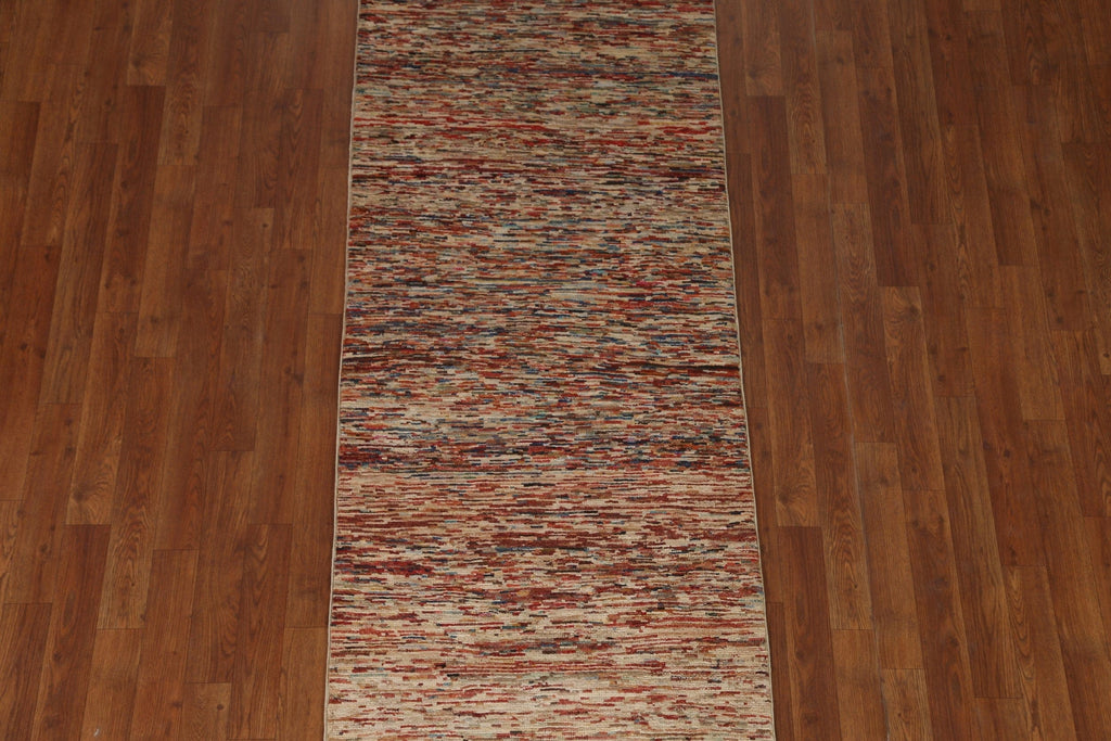 All-Over Gabbeh Kashkoli Striped Runner Rug 3x8