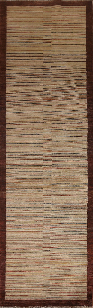 Striped Gabbeh Kashkoli Oriental Runner Rug 3x10