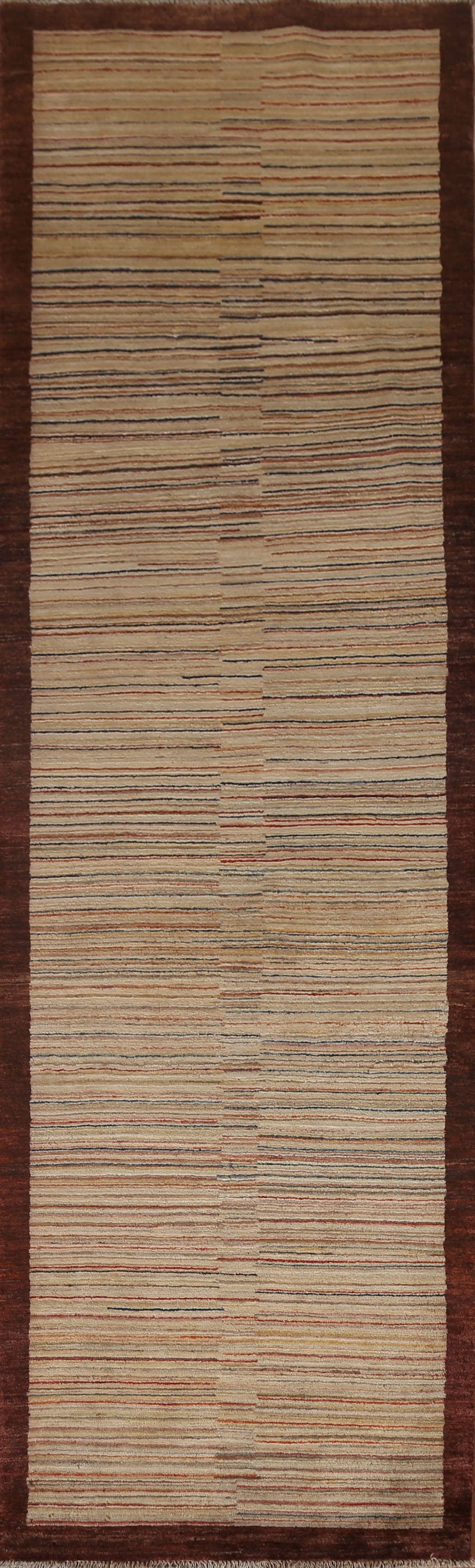 Striped Gabbeh Kashkoli Oriental Runner Rug 3x10