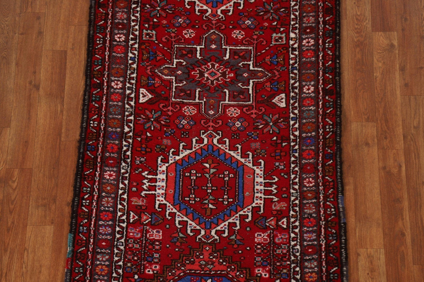 Tribal Red Gharajeh Persian Runner Rug 3x11