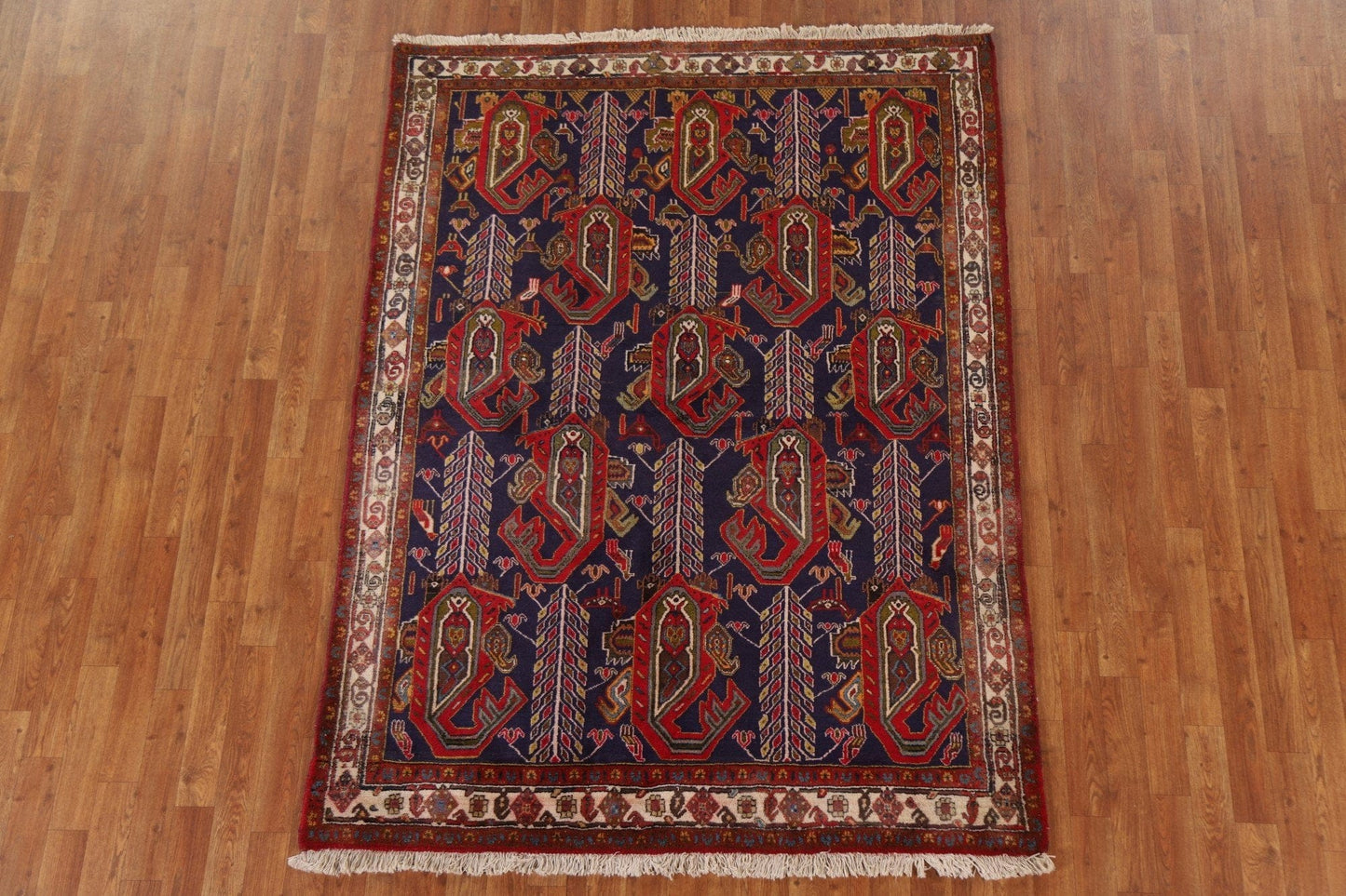 Navy Blue Sirjan Persian Area Rug 5x7