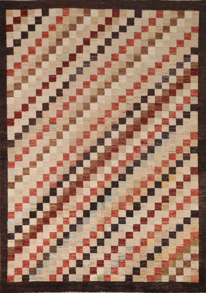 Checkered Gabbeh Kashkoli Oriental Area Rug 5x6