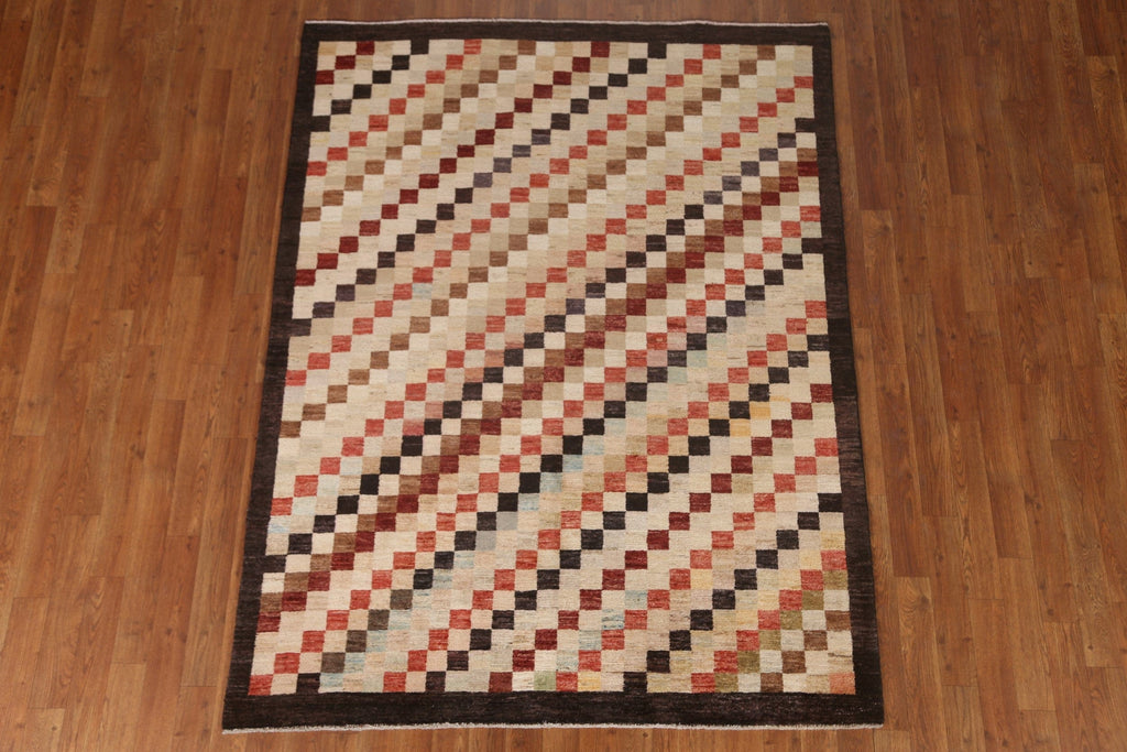 Checkered Gabbeh Kashkoli Oriental Area Rug 5x6