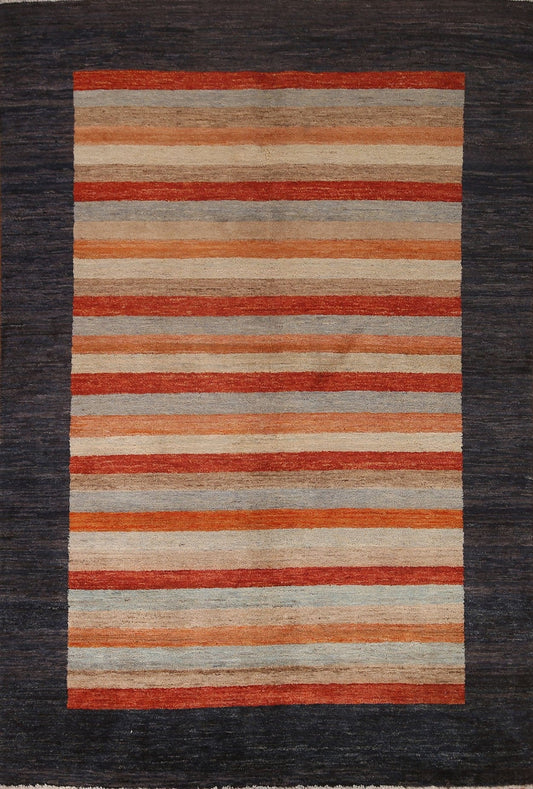 Striped Gabbeh Kashkoli Modern Area Rug 5x7