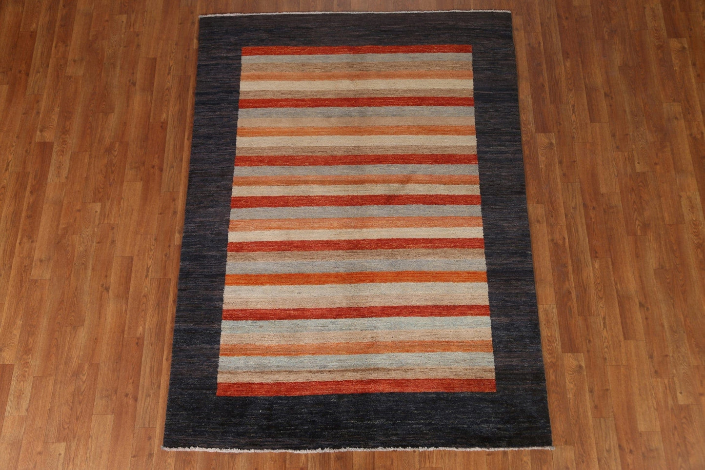 Striped Gabbeh Kashkoli Modern Area Rug 5x7