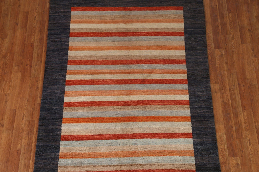 Striped Gabbeh Kashkoli Modern Area Rug 5x7