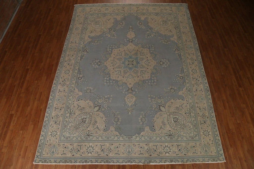 Distressed Gray Tabriz Persian Area Rug 10x13