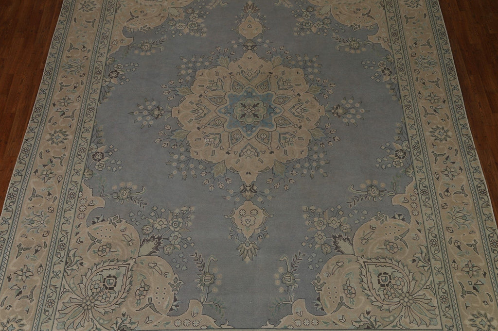 Distressed Gray Tabriz Persian Area Rug 10x13