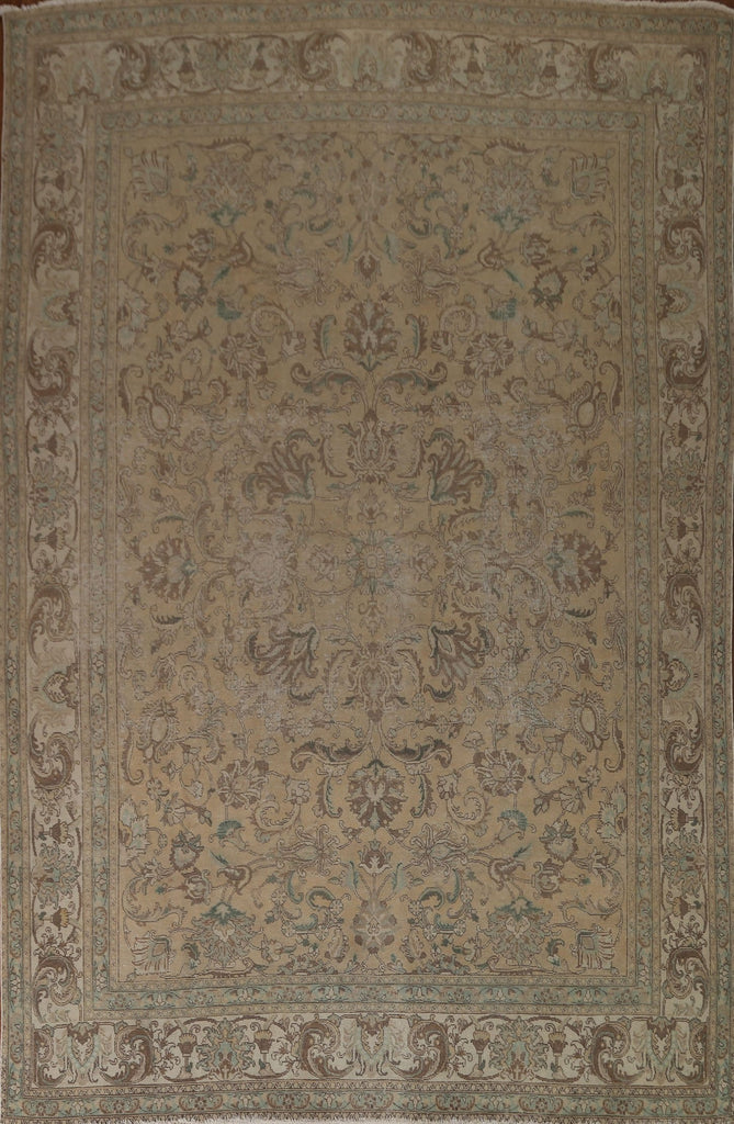 Distressed Floral Tabriz Persian Area Rug 9x12