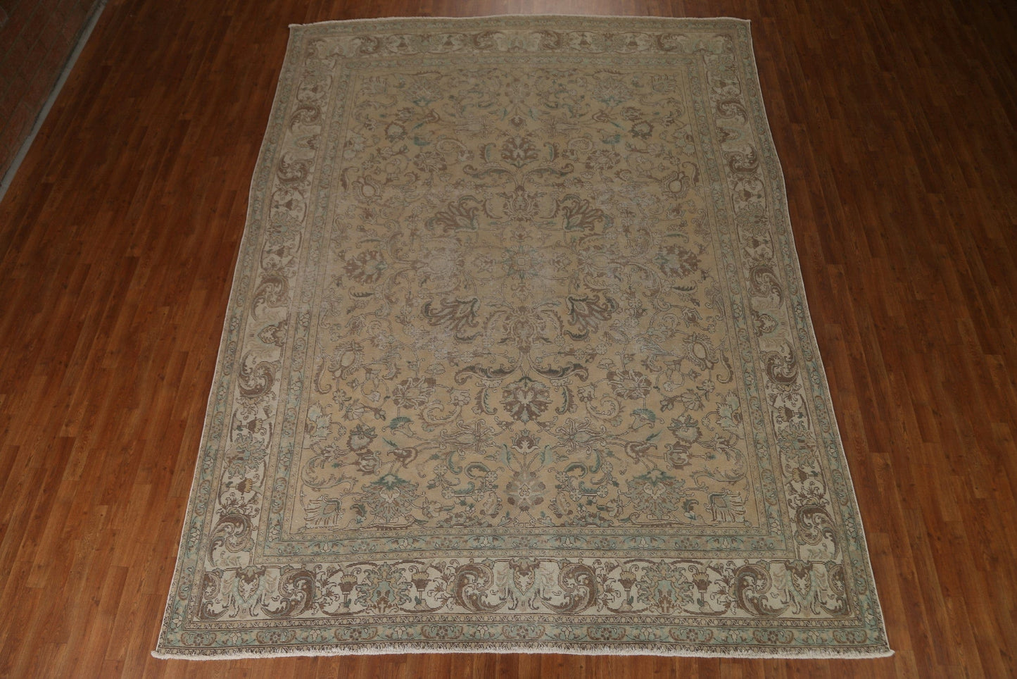 Distressed Floral Tabriz Persian Area Rug 9x12