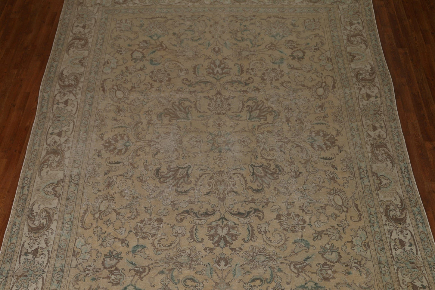 Distressed Floral Tabriz Persian Area Rug 9x12