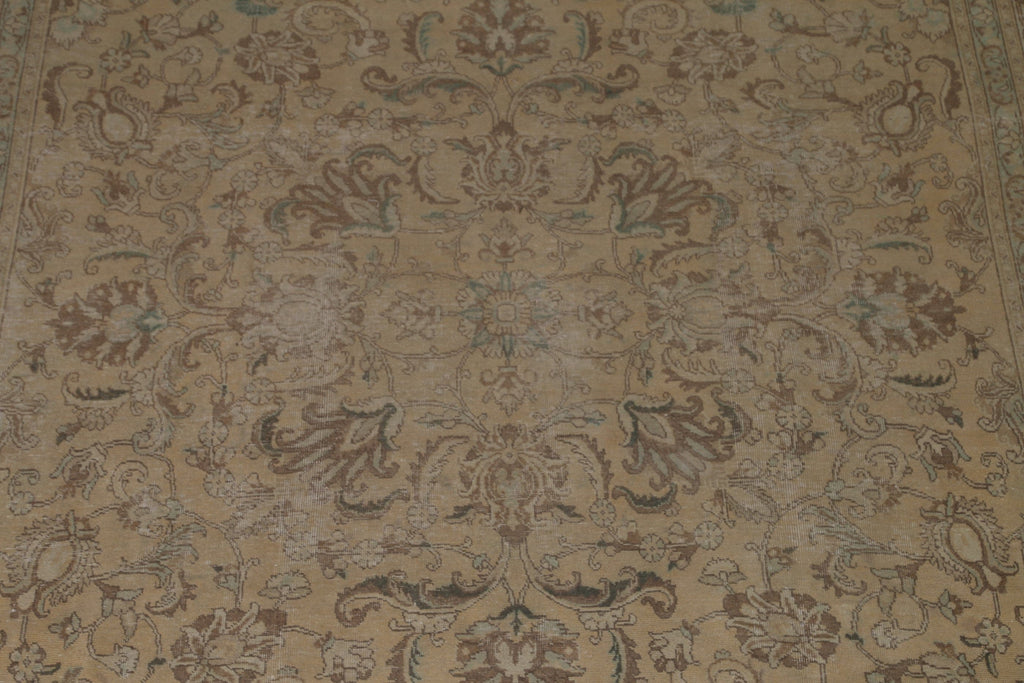 Distressed Floral Tabriz Persian Area Rug 9x12