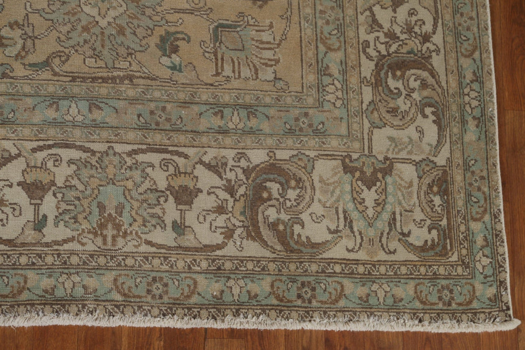 Distressed Floral Tabriz Persian Area Rug 9x12