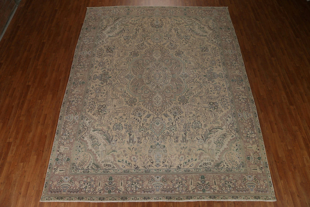 Vintage Distressed Tabriz Persian Area Rug 10x12