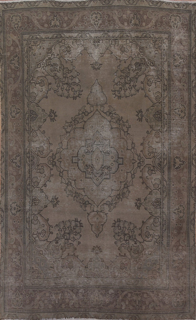 Brown Distressed Tabriz Persian Area Rug 8x11