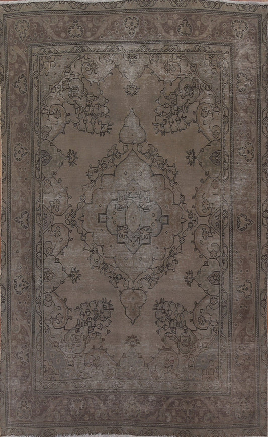 Brown Distressed Tabriz Persian Area Rug 8x11