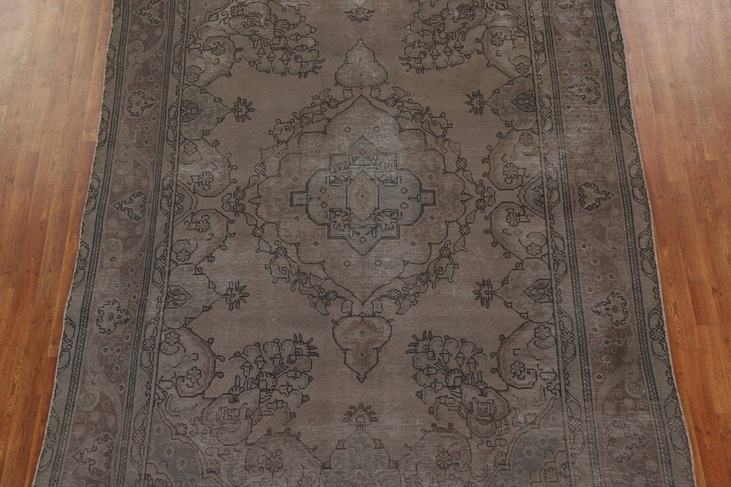 Brown Distressed Tabriz Persian Area Rug 8x11