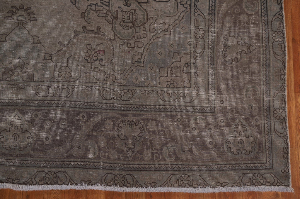 Brown Distressed Tabriz Persian Area Rug 8x11