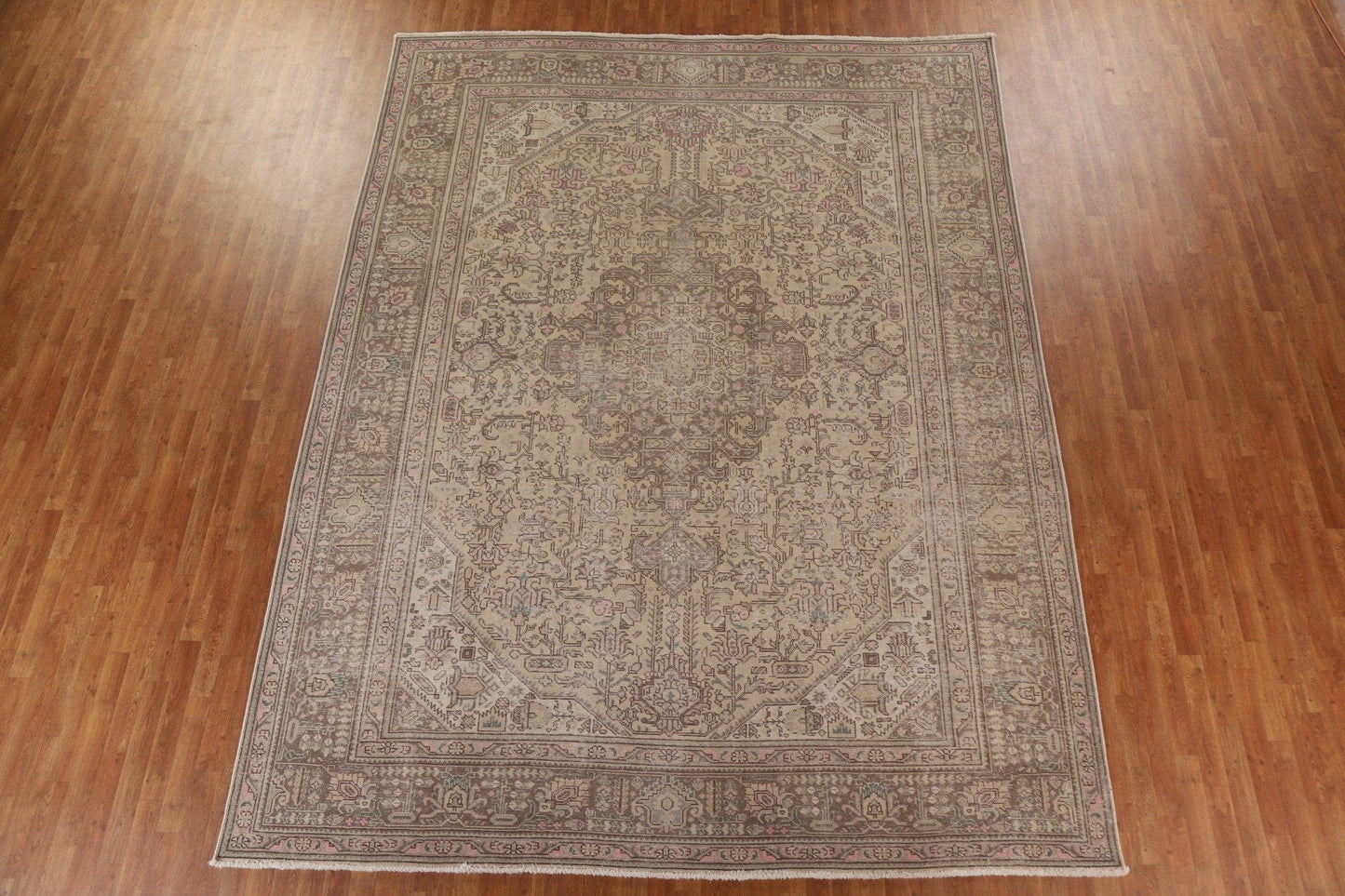 Distressed Vintage Tabriz Persian Area Rug 10x13