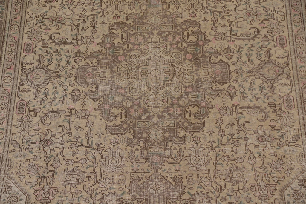 Distressed Vintage Tabriz Persian Area Rug 10x13