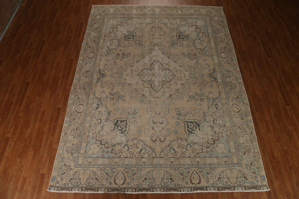 Vintage Distressed Tabriz Persian Area Rug 9x12