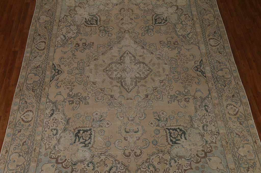 Vintage Distressed Tabriz Persian Area Rug 9x12