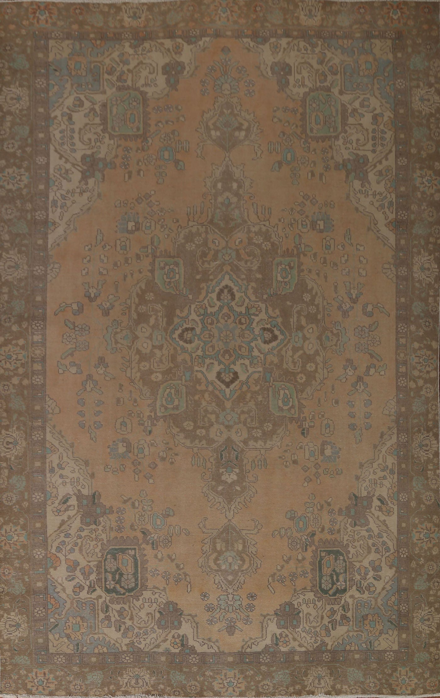 Distressed Wool Tabriz Persian Area Rug 9x12