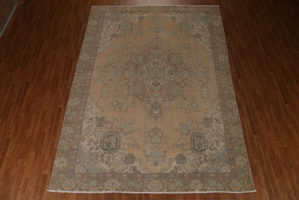 Distressed Wool Tabriz Persian Area Rug 9x12