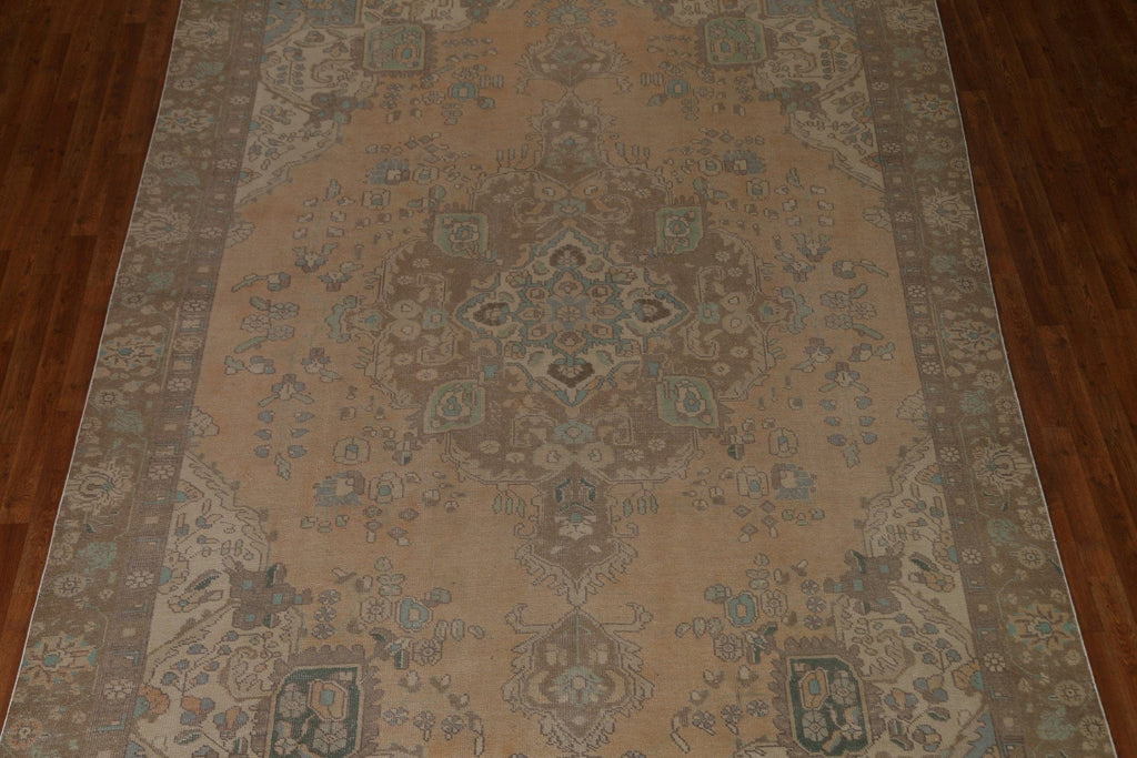 Distressed Wool Tabriz Persian Area Rug 9x12