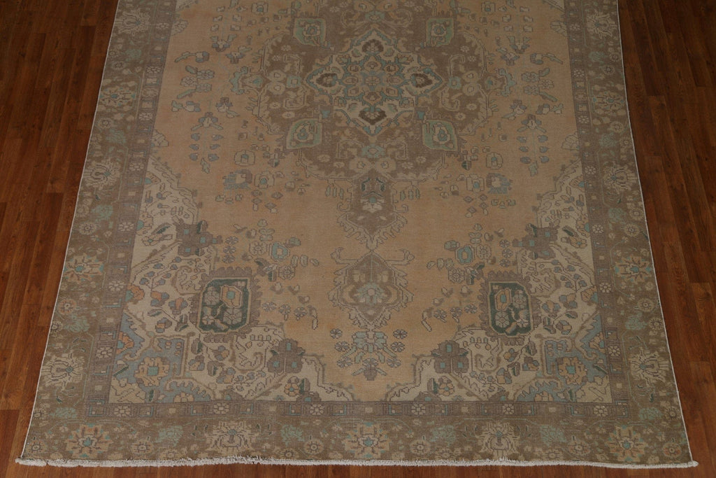 Distressed Wool Tabriz Persian Area Rug 9x12