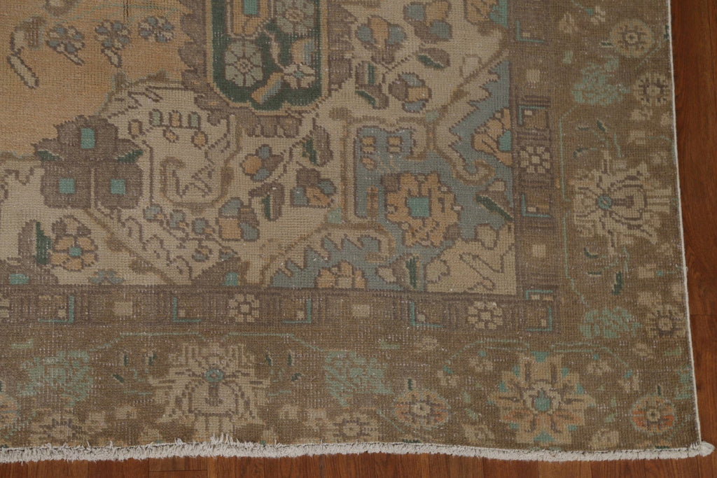 Distressed Wool Tabriz Persian Area Rug 9x12