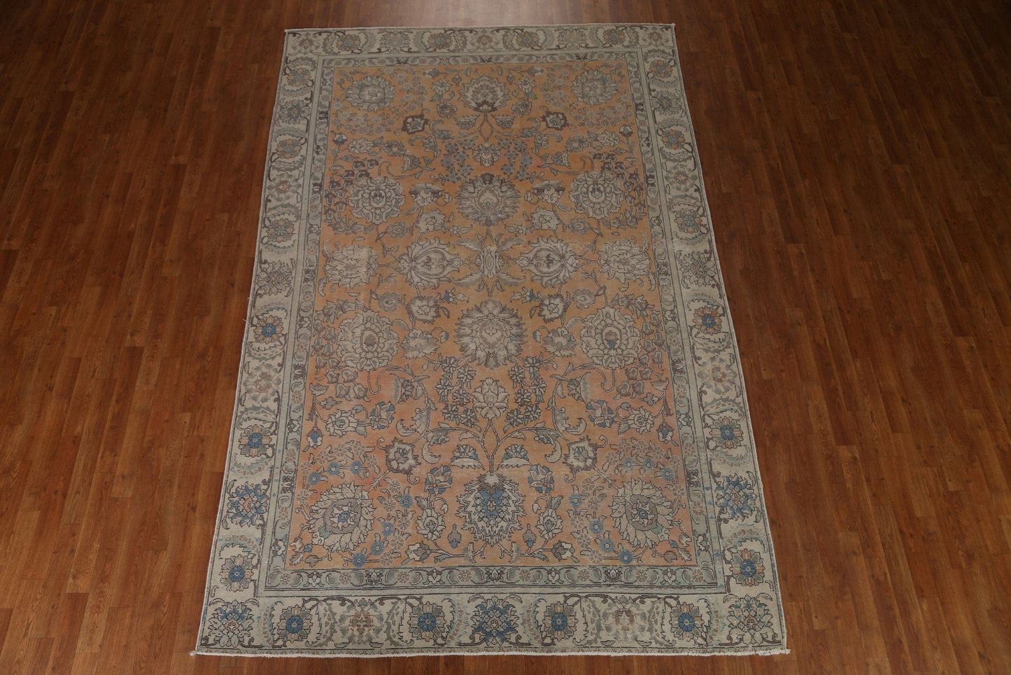 Distressed Floral Tabriz Persian Area Rug 7x11