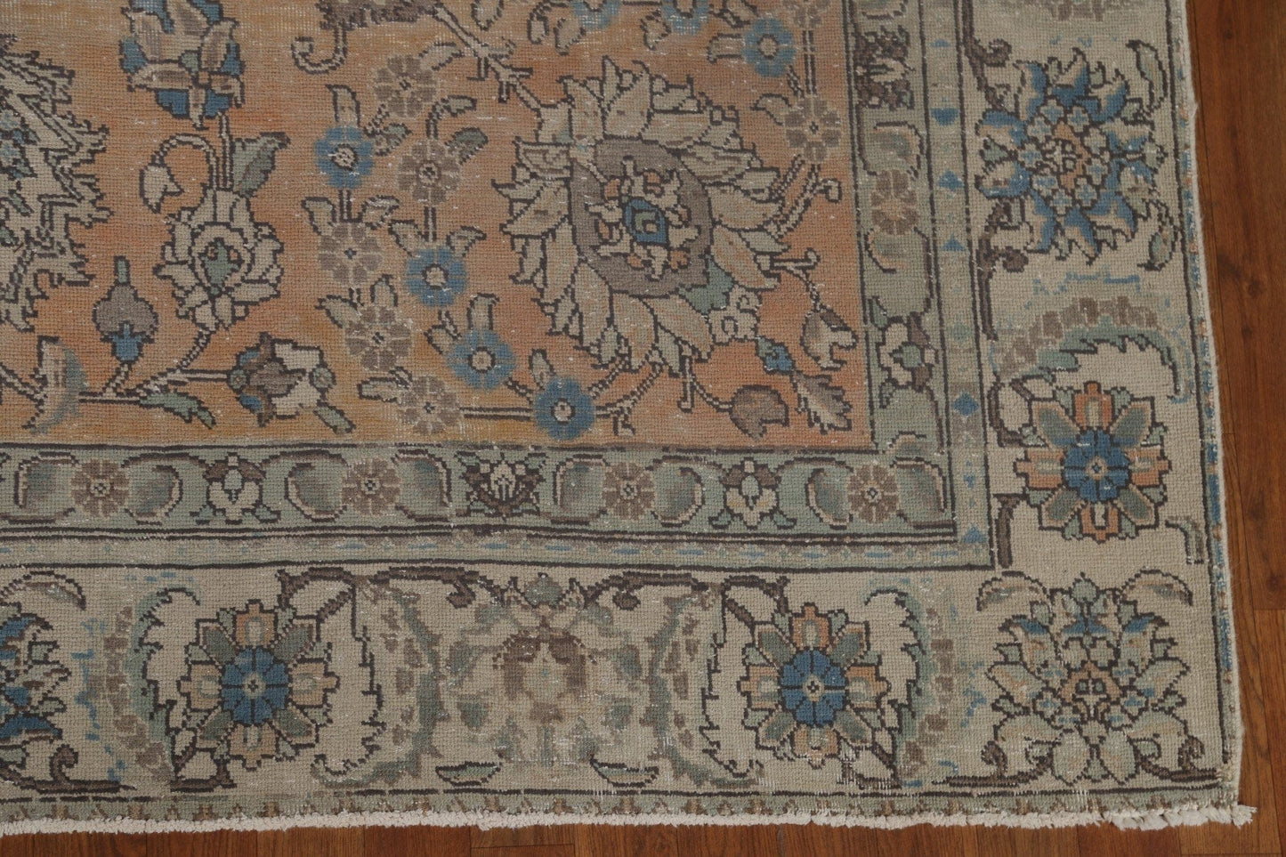 Distressed Floral Tabriz Persian Area Rug 7x11