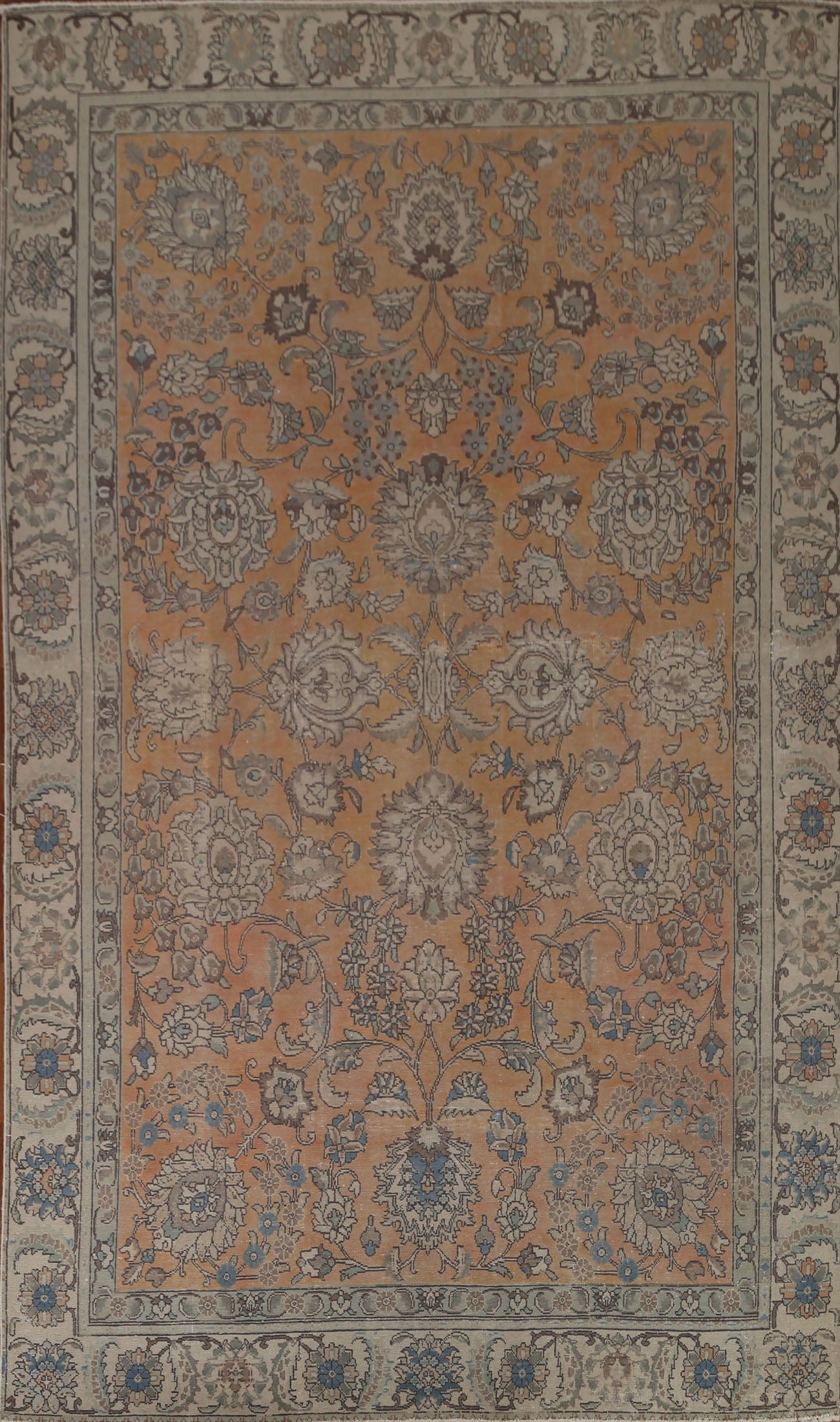 Distressed Floral Tabriz Persian Area Rug 7x11