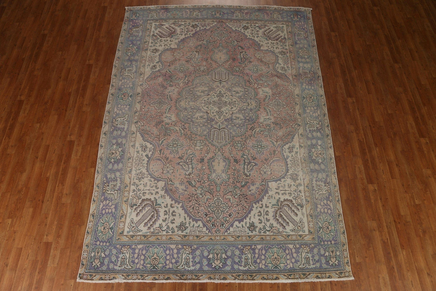 Distressed Pink Tabriz Persian Area Rug 8x11