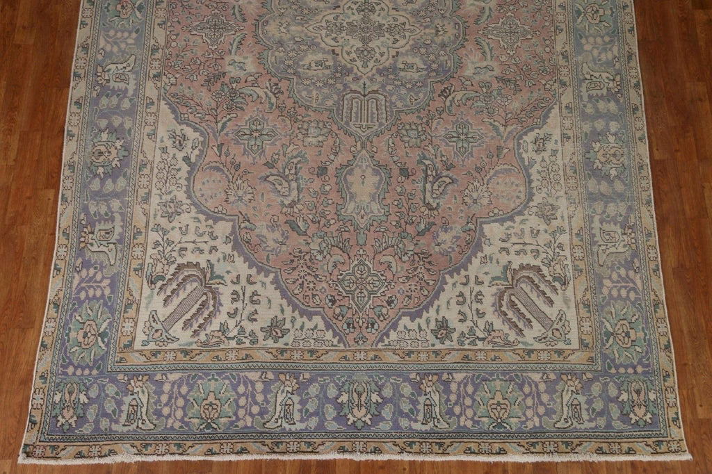 Distressed Pink Tabriz Persian Area Rug 8x11