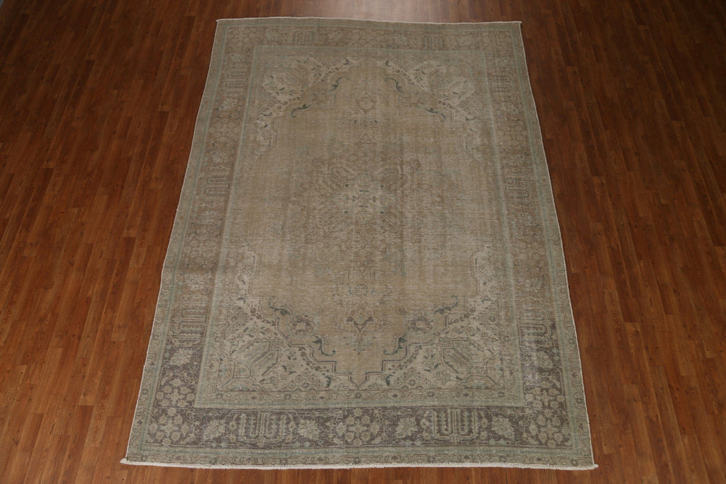 Distressed Wool Tabriz Persian Area Rug 8x11