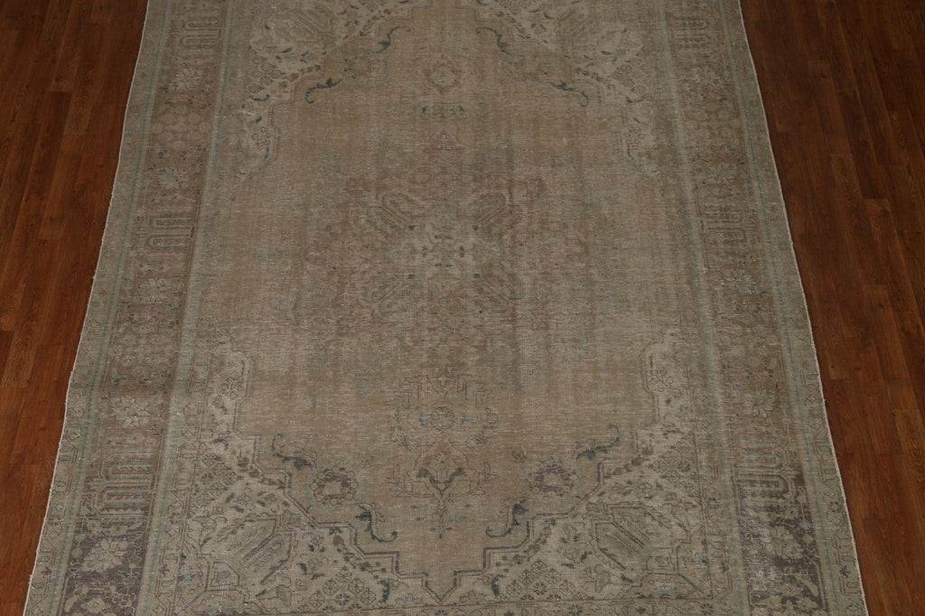 Distressed Wool Tabriz Persian Area Rug 8x11