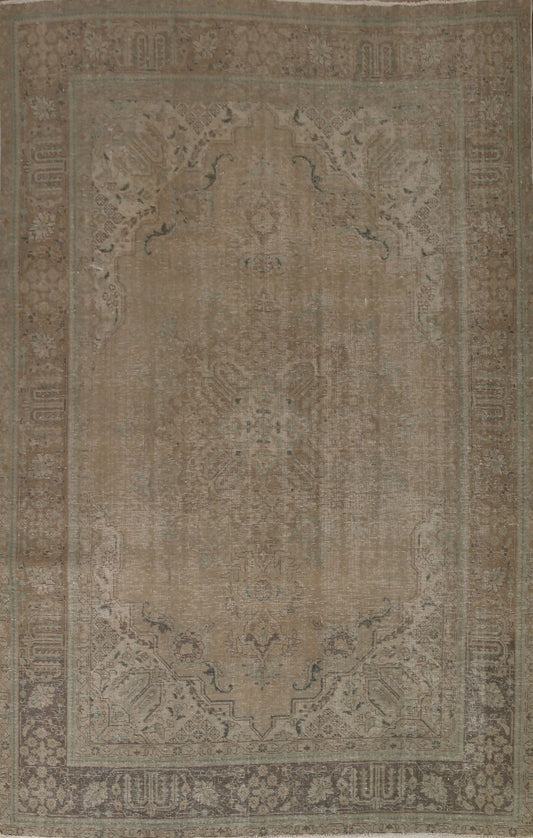 Distressed Wool Tabriz Persian Area Rug 8x11